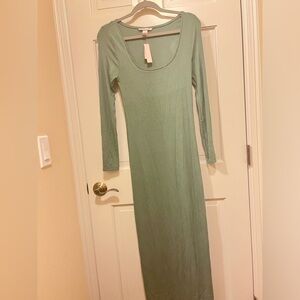 NWT Victoria’s Secret Ribbed modal long sleeve dress in faded sage color, size M